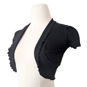Y2K Black Shrug Size Small Cropped UK2LA Short Sleeve Cardigan